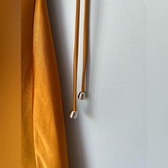 NEW Self-Portrait Burnt Orange Satin Midi Dress Lace | US 0 UK 4 - Picture 10 of 12